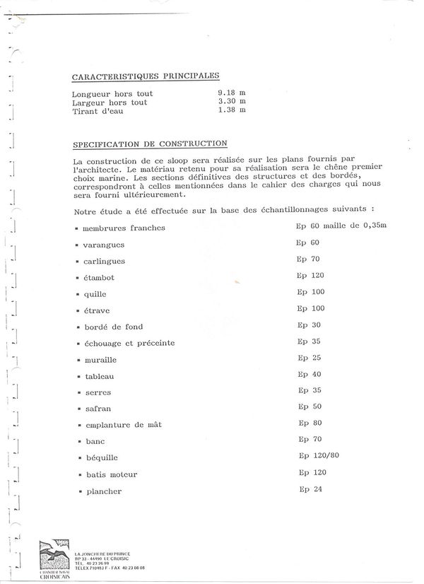 Caractéristiques de la coque